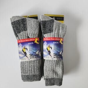 New! Eros Womens Thermal Merino Wool Crew Socks 4 Pair SZ 9-11 Gray Winter